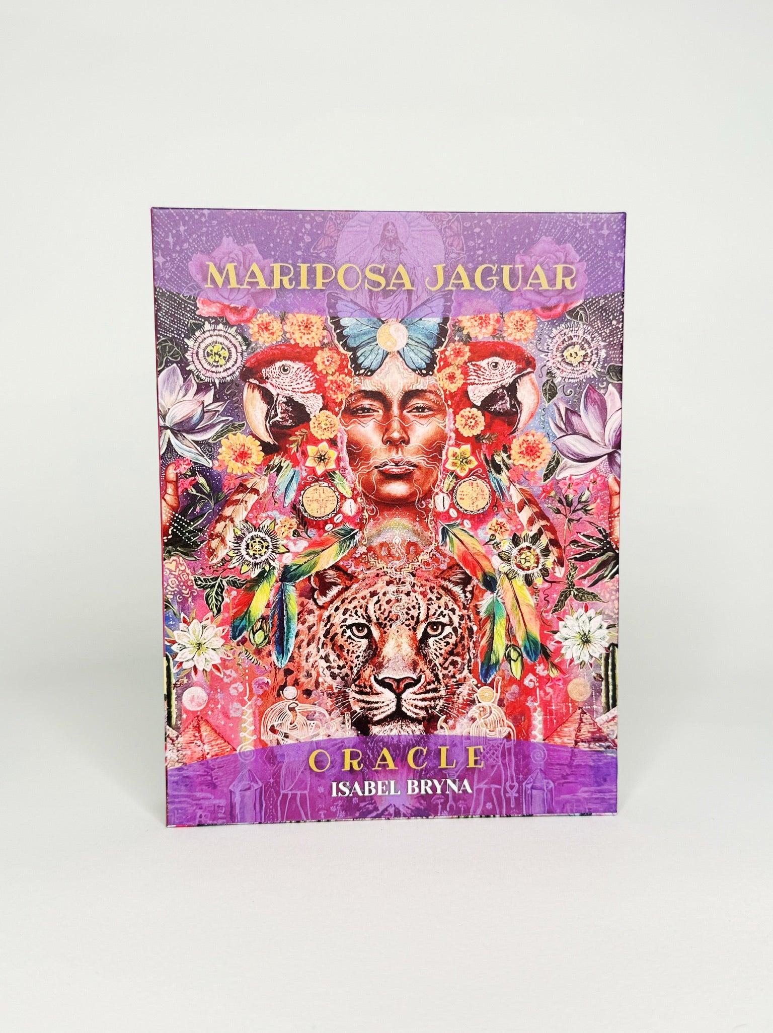 Mariposa Jaguar Oracle card deck with colorful design on a white background